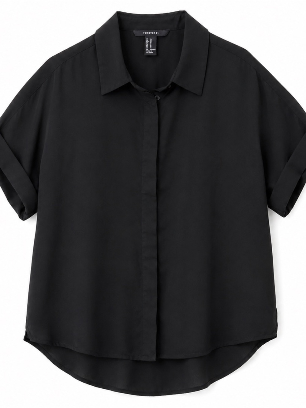 Forever 21 Black Oversized Button Front Blouse – Size Medium